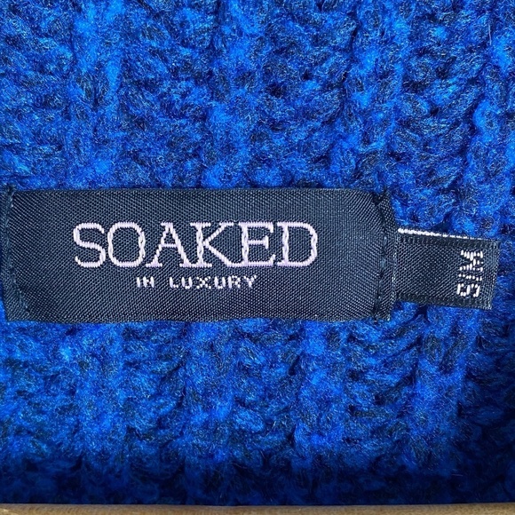 Soaked in Luxury (SAMPLE) Women's Blue Mock Neck Knit LS Sweater Size S/M Flared - Picture 2 of 13